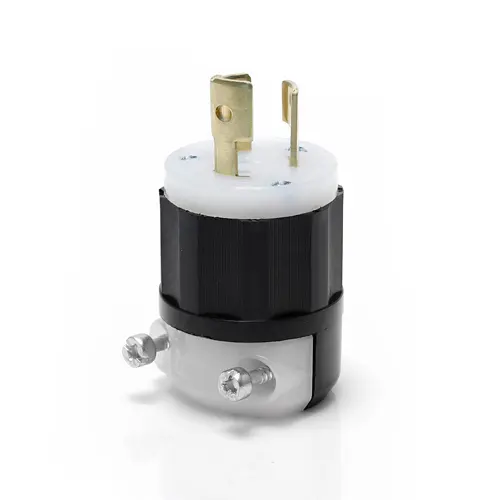 [4720-C] Leviton Locking Plug, 15 Amp, 125 Volt, Industrial Grade, Black & White