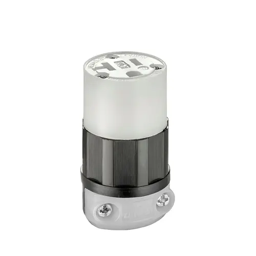 [5369-C] Leviton Straight Blade Connector, 20 Amp, 125 Volt, Industrial Grade - Black & White 5369-C