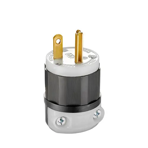 [5466-C] Leviton Straight Blade Plug, 20 Amp, 250 Volt, Industrial Grade - Black & White 5466-C