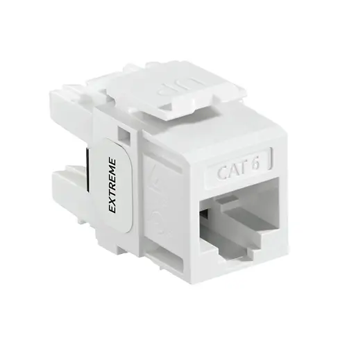[61110-RW6] LEVITON 61110-RW6 Extreme, QuickPort Cat 6 Cable Connector RJ-45, Permanently Laser-Engraved, Fire-Retardant 8 Positions