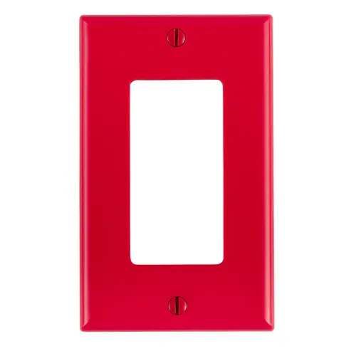 [80401-NR] Leviton 1-Gang Decora/GFCI Device Wallplate, Standard Size, Thermoplastic Nylon, Red