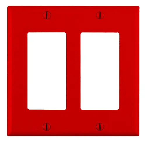 [80409-NR] Leviton 2-Gang Decora/GFCI Device Wallplate, Standard Size, Thermoplastic Nylon, Red