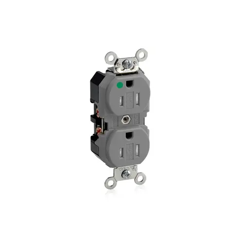 [8200-SGG] Leviton 15 Amp Duplex Receptacle/Outlet, Hospital Grade, Tamper-Resistant, Self-Grounding