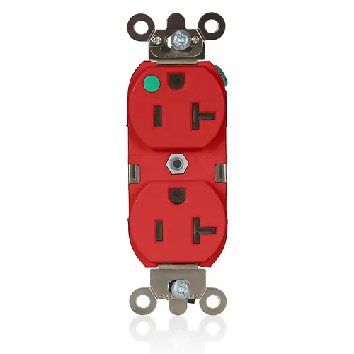 [8300-HLR] Leviton 20 Amp Duplex Receptacle/Outlet, Hospital Grade, Illuminated, Self-Grounding
