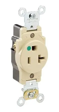 [8301-I] Leviton 20 Amp, 125 Volt, Extra Heavy Duty Hospital Grade, Single Receptacle, Straight Blade, Self Grounding, 8310-I, Ivory