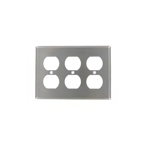 [84030-40] Leviton 84030-40 3-Gang Duplex Device Receptacle Wallplate, Device Mount (Stainless Steel)