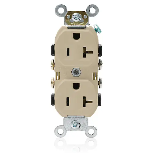 [CR20-I] Leviton 20 Amp Duplex Receptacle/Outlet, Commercial Grade, Self-Grounding CR20-I