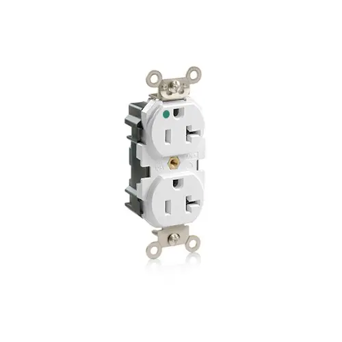 [MT830-W] Leviton MT830-W Lev-Lok Modular Wiring Device 20-Amp, 125 Volt, Narrow Body Duplex Receptacle, Straight Blade, Hospital Grade, Self Grounding, Tamper-Resistant, White
