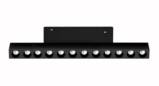 [HB-ZGS265-12H] 24V Magnetic Track 12W Folding Grille Light 3000K Aluminum Black Finish