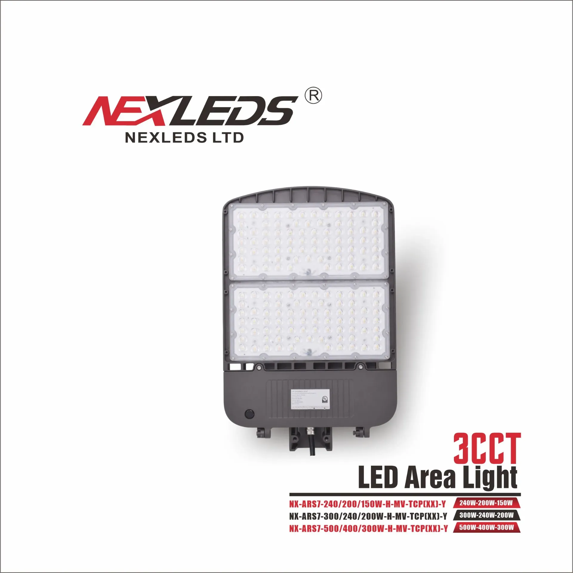 [NX-ARS7-300/240/ 200W-H-MV-TXP(XX)-y] Nexleds - LED Area Light - 300W/240W/200W - 3CCT