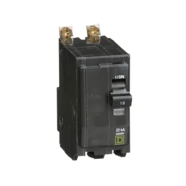 [QOB215VH] Mini circuit breaker, QO, 15A, 2 pole, 120/240VAC, 22kA, bolt on