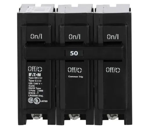 [BR350] BR350 - Cutler Hammer 50 Amp 3 Pole 240V Type BR Plug-On Circuit Breaker, 10 kAIC, Thermal Magnetic Trip