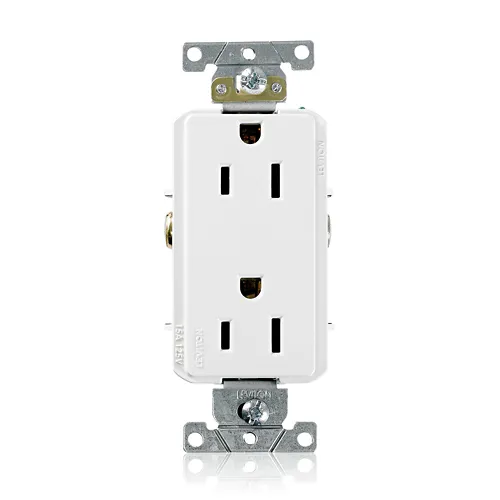 [16252-W] Leviton 15 Amp Decora Plus Duplex Receptacle/Outlet, Industrial Grade, Self-Grounding 16252-W