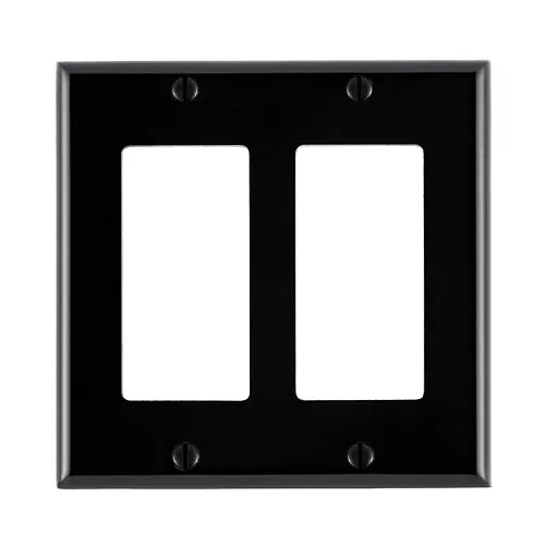 [80409-NE] Leviton 2-Gang Decora/GFCI Device Decora Wallplate, Standard Size, Thermoset, Device Mount, 80409-NE, Black