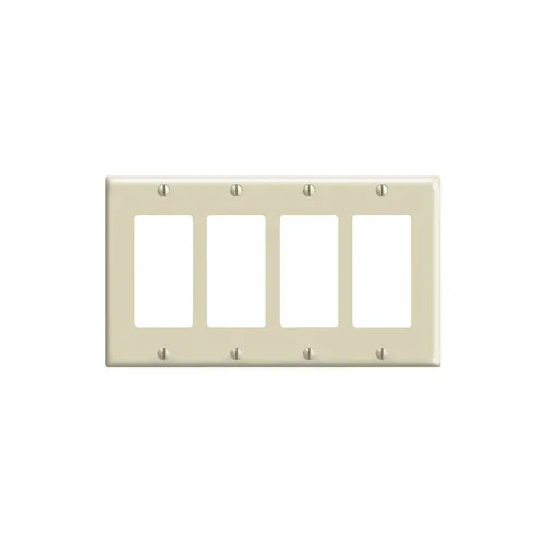 [80412-I] Leviton 4-Gang Decora/GFCI Device Wall plate, Standard Size, Thermoset, Ivory 80412-I