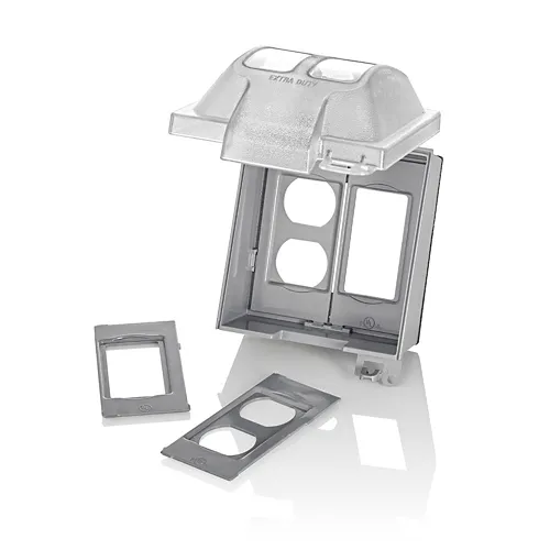 [5982-UCL] Leviton 2-Gang Extra Duty Weather-Resistant While-In-Use Cover for Outlet/Receptacle/GFCI/Decora, Vertical, Clear 5982-UCL