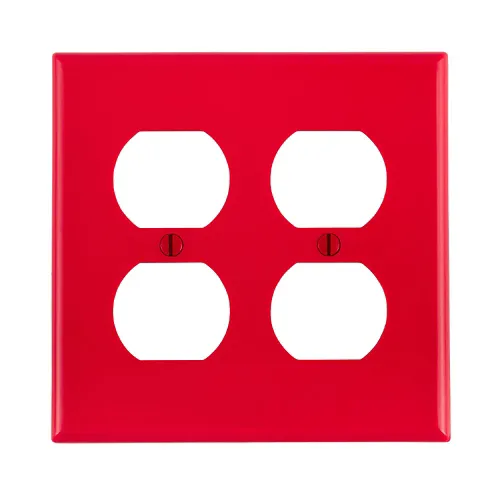 [80716-R] Leviton 2-Gang Duplex Device Receptacle Wallplate, 80716-R, Red