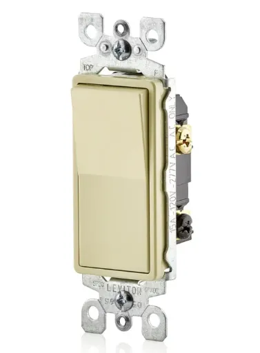 [5603-P2I] Leviton 5603-P2I Decora® AC Quiet, 3 Way Rocker Switch 120/277 VAC, 15 A, Ivory