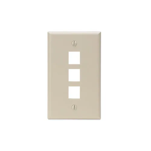 [41080-3IP] Leviton Single-Gang QUICKPORT™ Wall plate, 3-Port, Ivory 41080-3IP