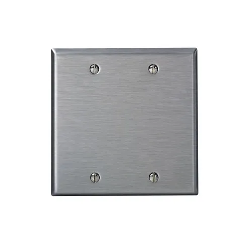 [84025-40] Leviton 2-Gang Blank Wallplate, Standard Size, Non-Magnetic Stainless Steel