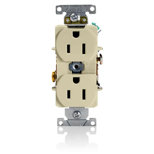 [5252-I] Leviton 15 Amp Duplex Receptacle/Outlet, Industrial Grade, Self-Grounding
