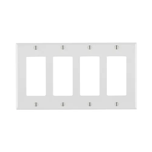 [80412-W] Leviton 4-Gang Decora/GFCI Device Wall plate, Standard Size, Thermoset, White 80412-W