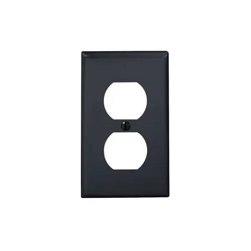 [80703-E] Leviton 80703-E 1-Gang Duplex Outlet/Receptacle Wall plate, Standard Size, Thermoplastic Nylon, Black