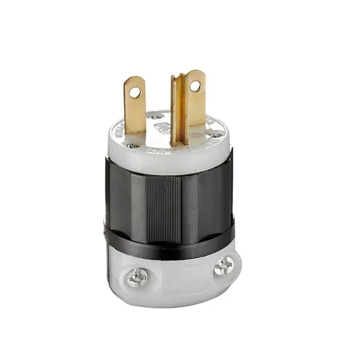 [5666-C] Leviton Straight Blade Plug, 15 Amp, 250 Volt, Industrial Grade - Black & White 5666-C