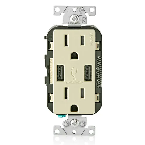 [T5632-I] Leviton Decora USB Dual Type A Receptacle 3.6 Amp, 15 Amp Tamper-Resistant, T5632-00I, Ivory