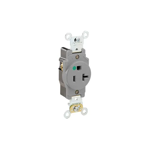 [8310-GY] Leviton 20 Amp Single Receptacle/Outlet, Hospital Grade, Self-Grounding