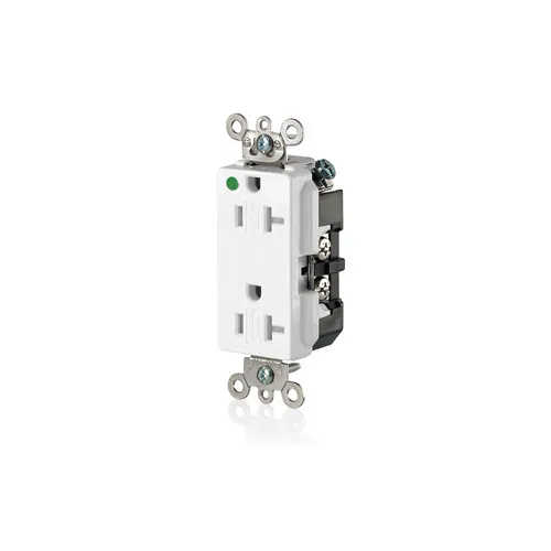 [16362-SGW] Leviton 16362-SGW 20A Decora Plus Duplex Receptacle/Outlet, Hospital Grade, Tamper-Resistant, Self-Grounding