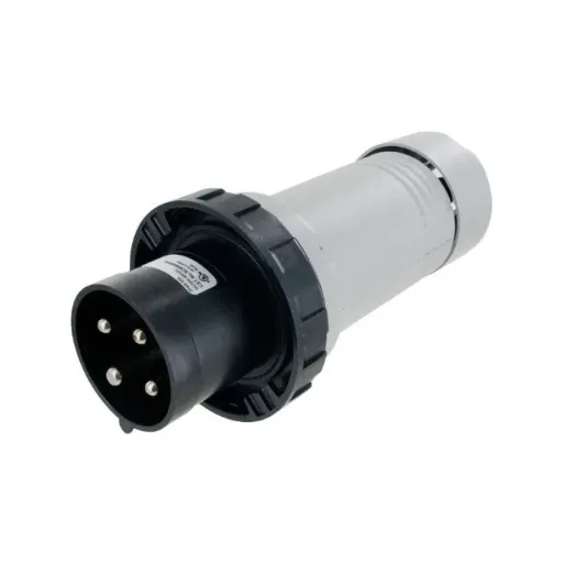 [SCM460P5W] Techspan® SCM460P5W EUREKA-HD Series 3-Phase Watertight Pin and Sleeve Plug, 600 V AC, 60 A, 3 Poles, 4 Wires, Black