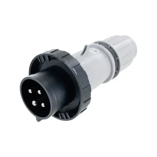 [SCM430P5W] Techspan® SCM430P5W EUREKA-HD Series 3-Phase Watertight Pin and Sleeve Plug, 600 V AC, 30 A, 3 Poles, 4 Wires, Black