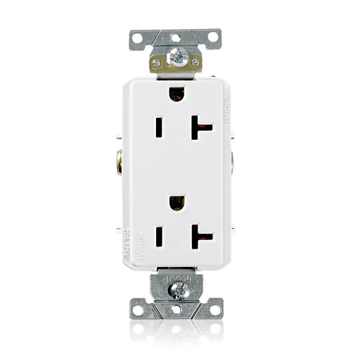 [16352-W] Leviton 20 Amp Decora Plus Duplex Receptacle/Outlet, Industrial Grade, Self-Grounding 16352-W