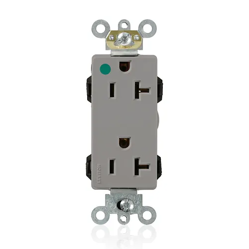 [M1636-HGG] Leviton 20 Amp Lev-Lok® Decora Plus Duplex Receptacle/Outlet, Hospital Grade, Self-Grounding M1636-HGG