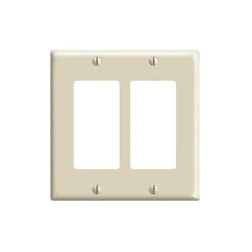 [80409-I] Leviton 2-Gang Decora/GFCI Device Wallplate/Standard Size, Thermoset, Ivory 80409-I