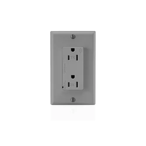 [T5285-GY] Leviton 15 Amp, 125 Volt, Decora Plus Surge Protective Duplex Receptacle Outlet, Commercial Grade T5280-GY