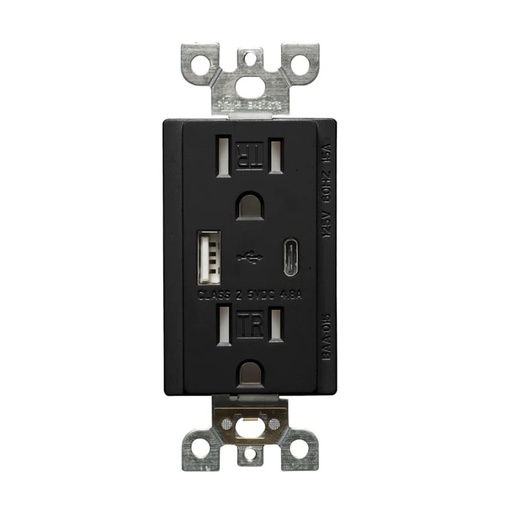 [BAA-015D /BK] Votatec BAA-015D /WH USB A+C Charger & Duplex TR Receptacle 15A White