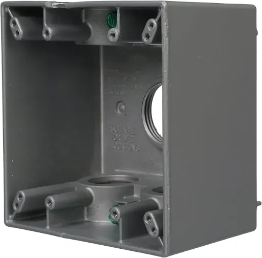 [DB375S] 2-Gang Weatherproof Box, Three 3/4 in. Threaded Outlets